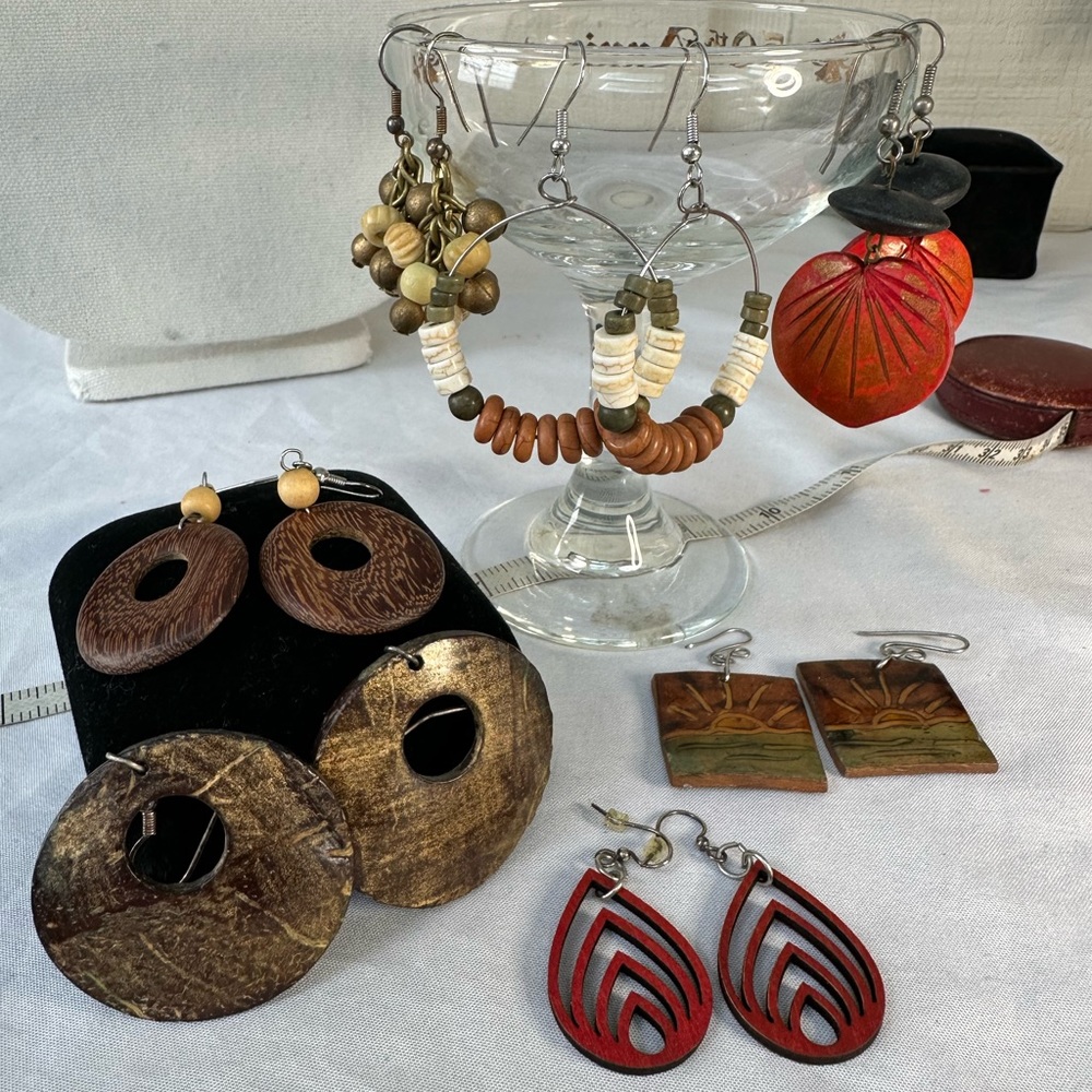 Summertime group of seven fun neutral earrings